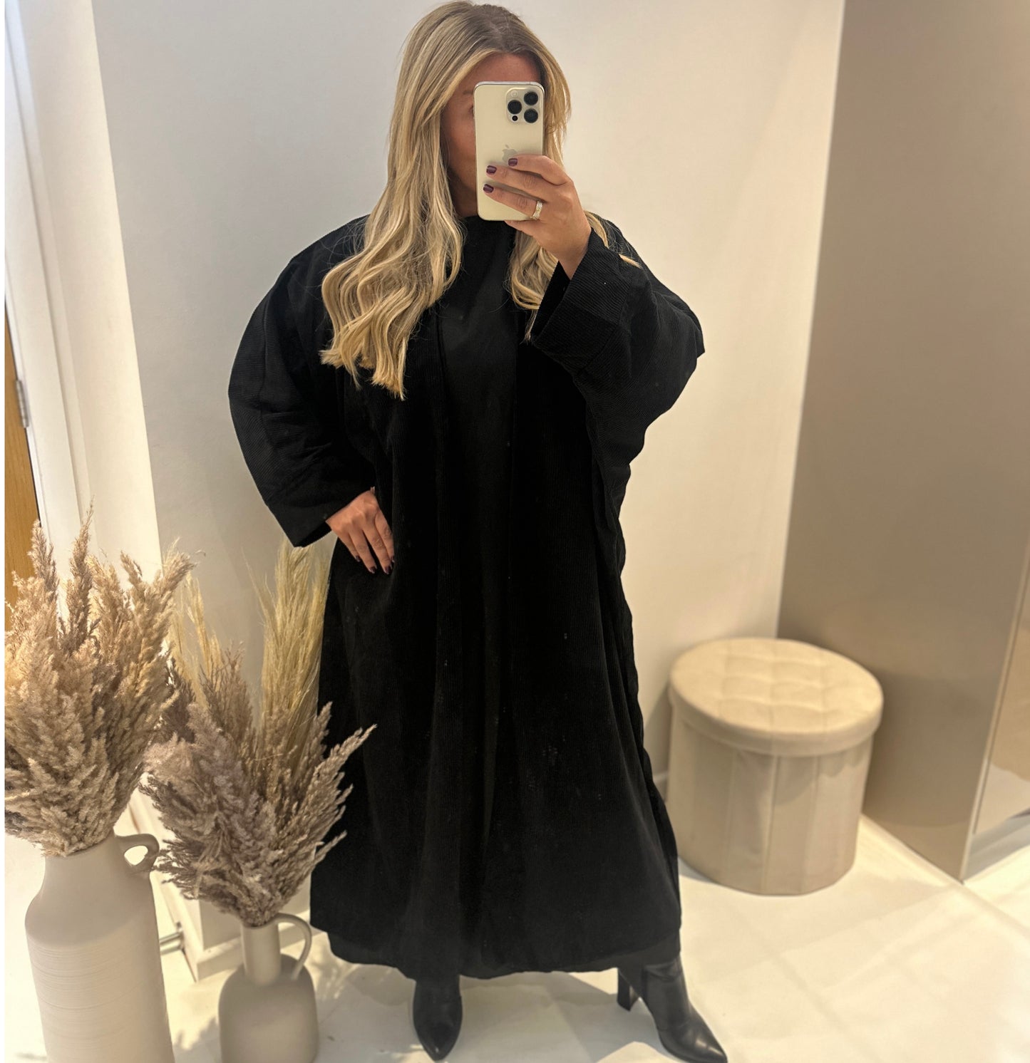 Corduroy Butterfly Abaya Overcoat