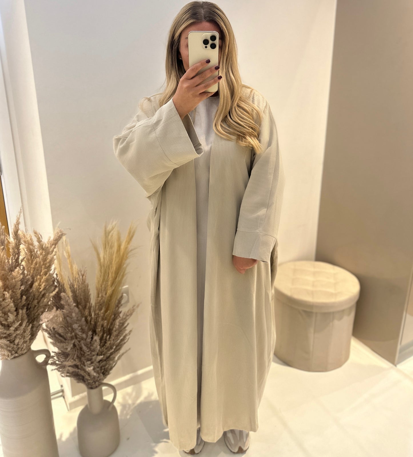 Corduroy Butterfly Abaya Overcoat