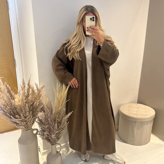 Corduroy Butterfly Abaya Overcoat